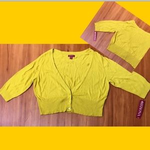 NWT ☃ Merona Mustard Yellow Crop Jr. Cardigan XXL